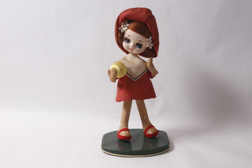 1960s Japanese Pose Doll Redhead in Red Dress and Red Hat FLAWS ~ 260826-WH 1314